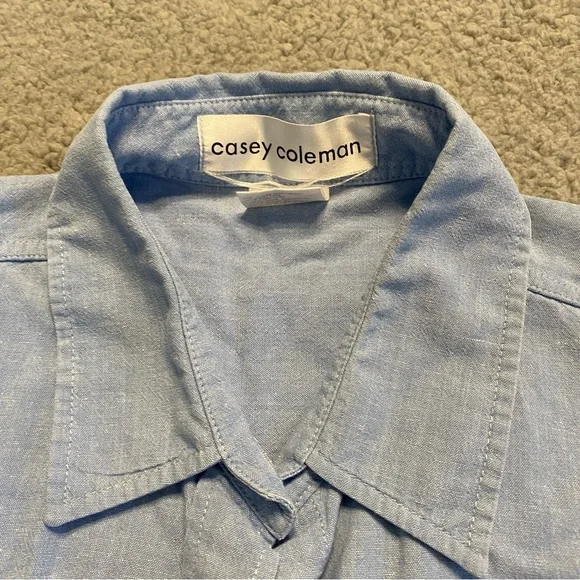 Casey Coleman Cotton Shirt Women's XL Blue Embroidered Cowboy Boots Button Up - Picture 4 of 11